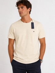 Tommy Hilfiger Men’s Beige Cotton Knit Solid Logo Crewneck Tee XXL