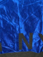 Helmut Lang Mens Gunmetal Grey Metallic Blue Film Print Box Fit T Shirt Sz M