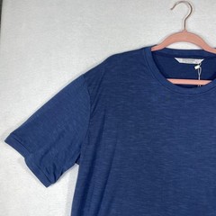 COOFANDY Mens XL Blue Slub Knit Crew Neck Short Sleeve T-Shirt Curved Hem Casual