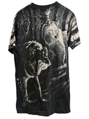 Vintage 90s Wolf All Over Print T Shirt Single Stitch USA Fruit Of The Loom M
