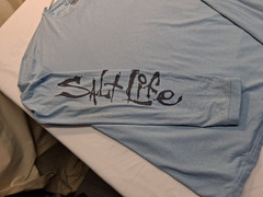 Salt Life SLX UVAPOR Long Sleeve T-shirt, Sz. Med Light Blue Poly/Spandex Blend