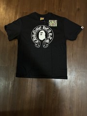 A Bathing Ape Men’s L Black Cotton Crew Neck Graphic Logo Tee Short Sleeve