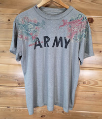 The Great China Wall Army T Shirt Men L/XL Boxy Dragon Custom Embroidered READ