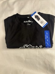 Keith Haring Graphic Tee Shirt Mens Large Black Cotton NWT