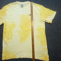 Russell Athletic T Shirt XL Mens Yellow Tie Dye Acid Wash Embroidered Logo