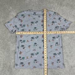 Free Planet Shirt Somen Large Gray Tropical Surf Beach Allover Graphic Tee