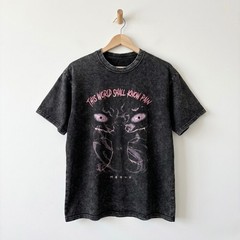 Naruto Pain Graphic T-Shirt Mens Large Acid Wash Black World Shall Know Pain