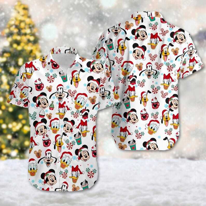 Mickey Mouse & Friends Santa Hat Merry Christmas Hawaiian Shirt