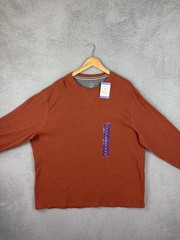 Member’s Mark Shirt Mens 2XL Orange Soft Wash Thermal Crewneck Long Sleeve New