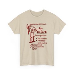 mid 80s darigold anthropomorphic milk carton safety message reproduction tshirt