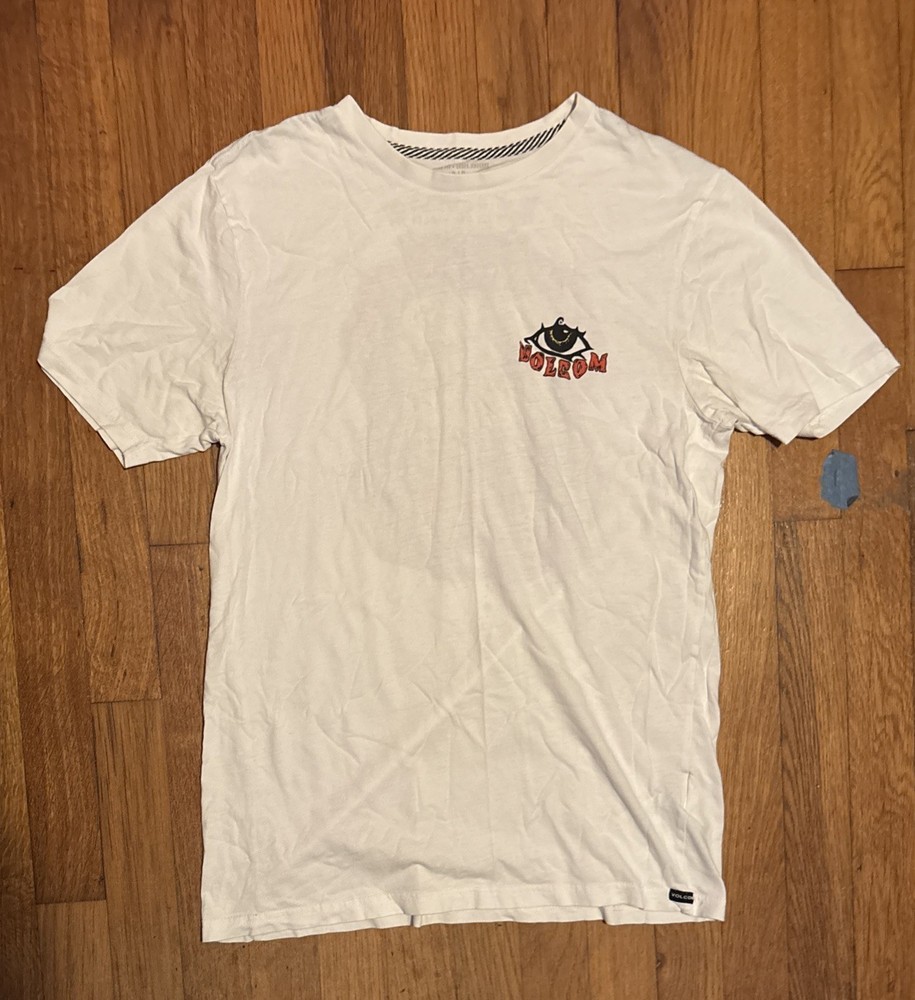 Volcom Men’s Graphic T-Shirt 100% Organic Cotton Short Sleeve White Size Small