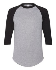 MEN’S BASEBALL JERSEY STYLE T-SHIRT, 3/4 SLEEVE, COLORBLOCK, CREW NECK, S-4XL