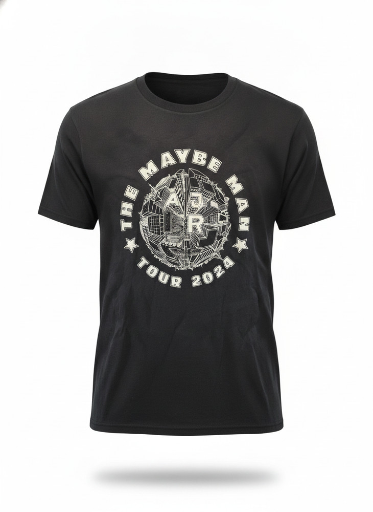 AJR The Maybe Man Tour 2024 Concert T Shirt XXL Black Graphic Band Tee EUC