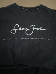 Vintage Sean John Script Logo Tshirt Mens Black P Diddy XXL 2XL Puff Daddy Diddy