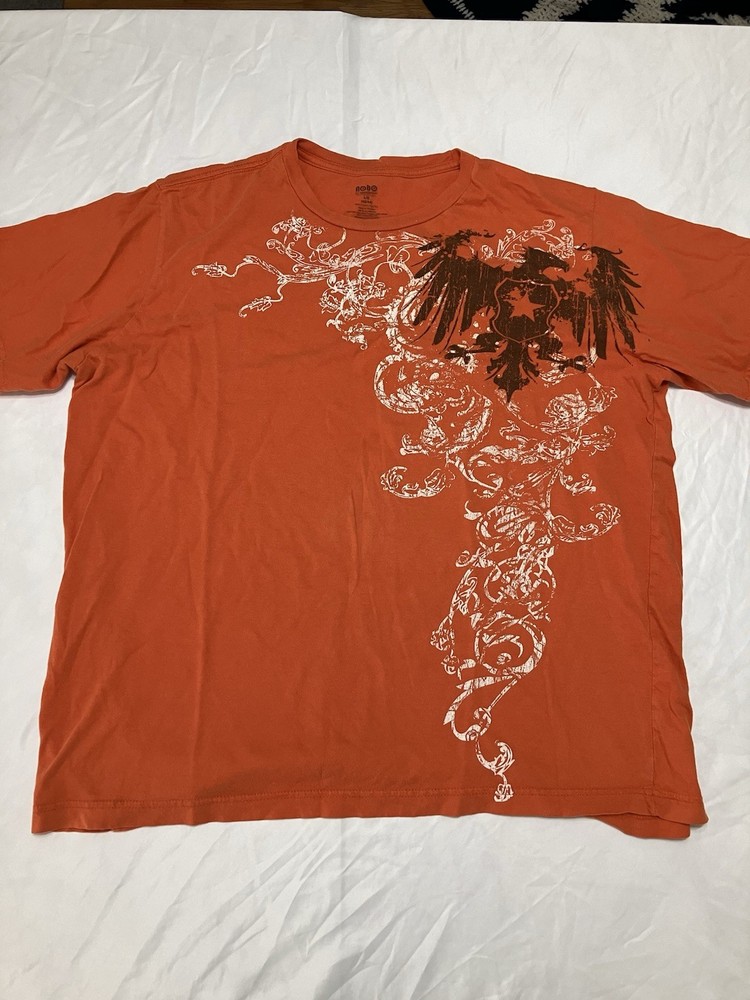 Vintage No Boundaries Orange T Shirt Mens Size Large USA Tribal Grunge Y2K 90s