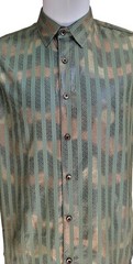 Men’s Italian Fashion Long Sleeves Buttom-Up Metallic Green Olive Bronze Shirt