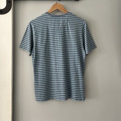 Bahama Bay Club Men’s M Short Sleeve V-Neck Striped Cotton Blue T-Shirt Resort