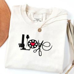 Quilting Sewing Heart Love Shirt, Quilter Sewing Lover T-Shirt Tee