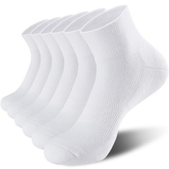 Mens Ankle Socks 6 Pack, White Quarter Socks with Cushion for Running Athleti…