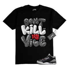 3 Cement Fire Red Grey Elephant Print White Black T Shirt to Match DKMV Jordan