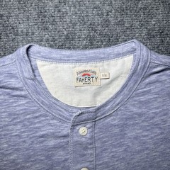 Faherty Blue Heather Dyed Cotton Blend Short Sleeve Henley Shirt Men Small