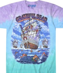 Grateful Dead Ship Of Fools Tie-Dye T-Shirt Liquid Blue