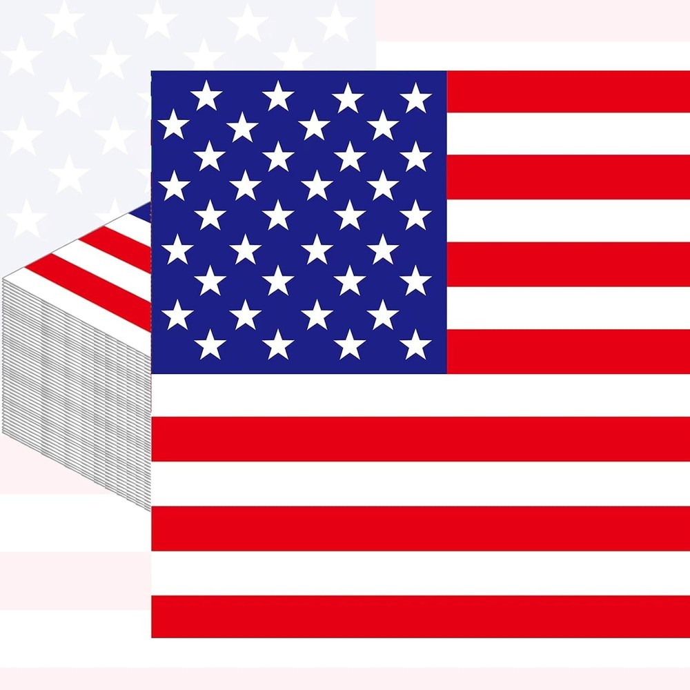 Pack of 50, American Flag Napkins, Patriotic Flag Design, Red White Blue