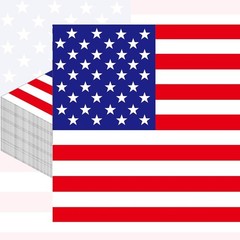 Pack of 50, American Flag Napkins, Patriotic Flag Design, Red White Blue