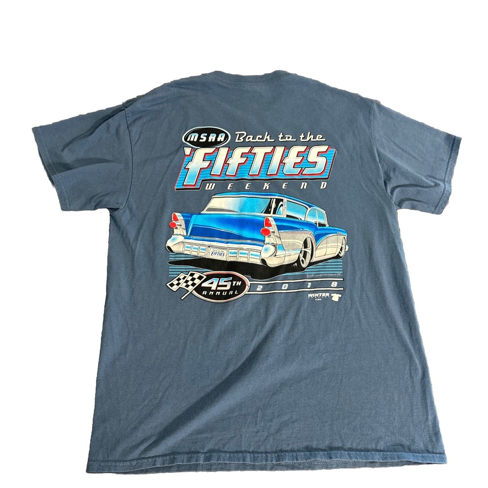 Gildan Blue Back To The Fifties Weekend 2018 Cotton Casual T-shirt Adult Size L