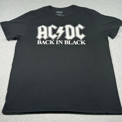 AC/DC Shirt Adult Extra Large Black Rock Band Music Tour Back in Black Mens