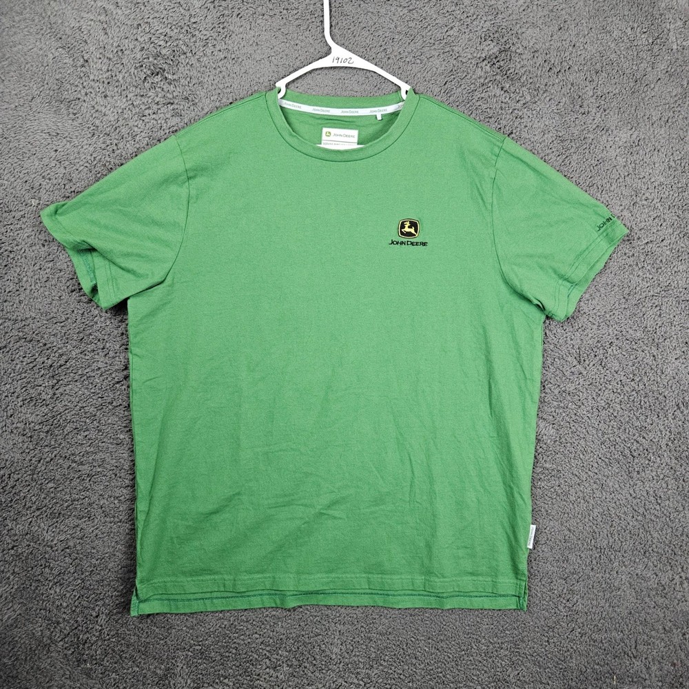 John Deere Men’s Green Embroidered Logo T Shirt XL Cotton