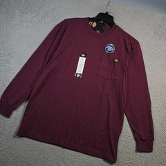 Dickies Heavyweight SHIRT Mens MEDIUM Red Burgundy Work Relaxed Long Sleeve NWT