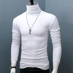 Sleek and Warm Men’s High Neck Blouse with Long Sleeves for Winter Months