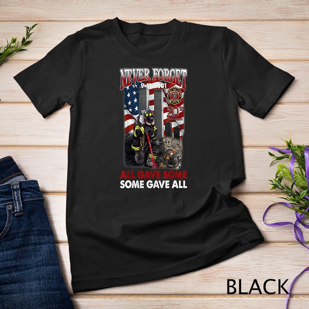 Never Forget 9-11-2001 22nd Anniversary Funny Firefighters Unisex T-shirt