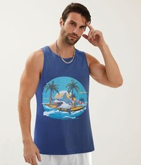 Mens Cotton Tank Tops Funny Graphic Beach Summer Sleeveless Muscle Tank Top