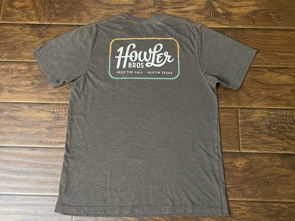 Howler Brothers Mens Brown Crew Pocket T-Shirt Short Sleeve Size L