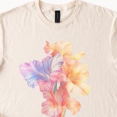 Watercolor Floral Comfort Tee Pastel Graphic Soft Relaxed Fit Shirt