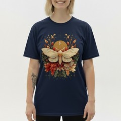 Boho Moth T-Shirt Celestial Moon Phase Insect Nature Botanical Cottagecore