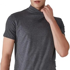 Men’s Slim Fit Half Turtleneck T-Shirt Summer Elastic Short Sleeve Casual Top Te