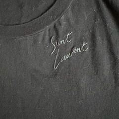Saint Laurent YSL Black Cotton T Shirt Embroidered Logo Men’s XL Made In Italy