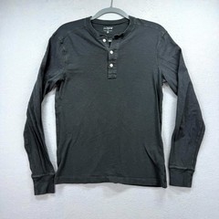 J.CREW Henley Shirt Mens Small Dark Gray Cotton Long Sleeve Everyday Wear Tee