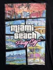 Surf Style Men’s Black Miami Beach Party City Graphic Crew Neck T-Shirt Size S