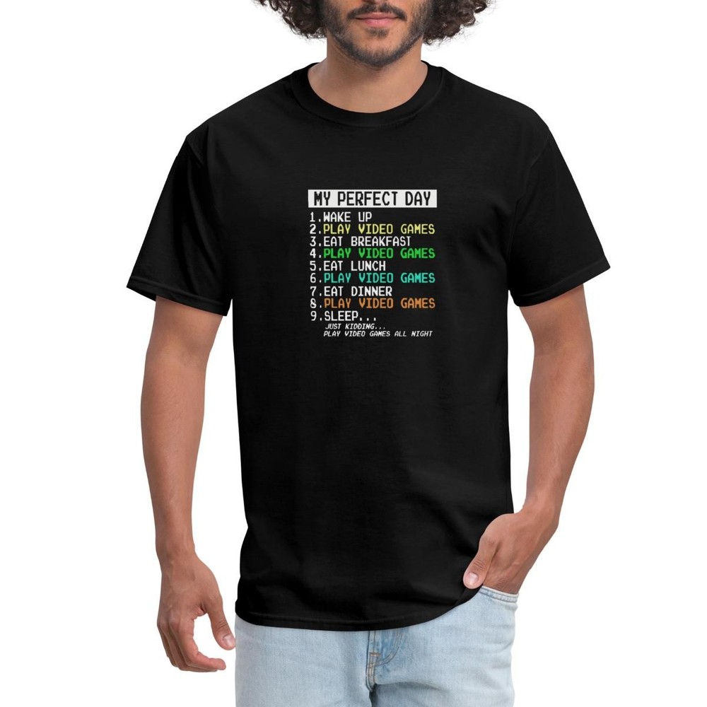 Gaming My Perfect Day | Funny Gamer Routine Men’s T-Shirt