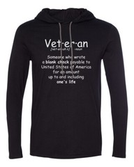 Mens Hooded Veteran Definition T-Shirt Veterans Day Shirt Military Long Sleeve