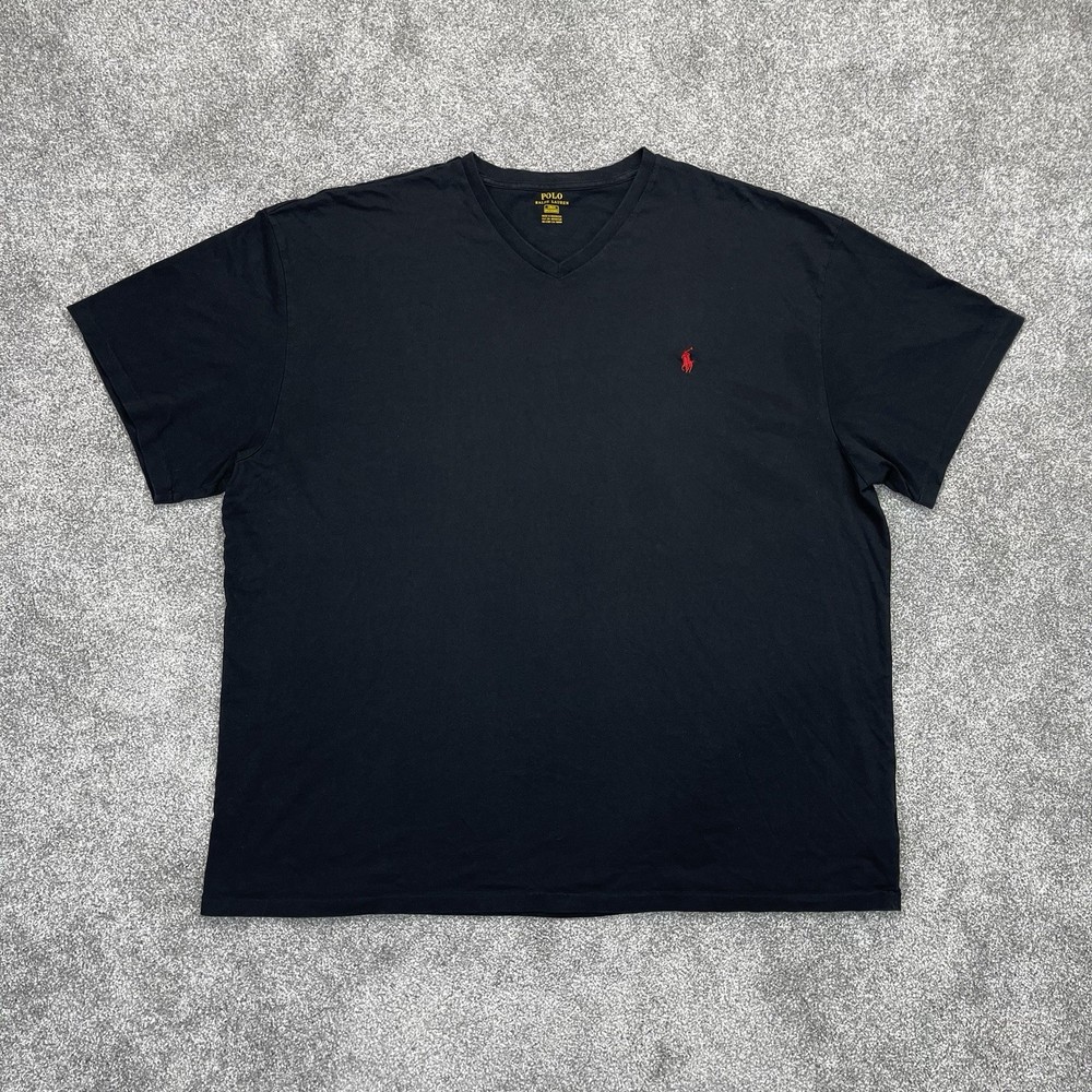 Polo Ralph Lauren T Shirt Mens 2XB Short Sleeve Cotton Black w/ Red Pony Logo