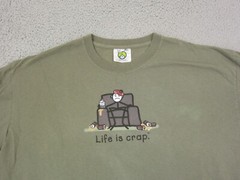 Vintage Life is Crap Shirt Mens Extra Large XL Green Drinking Beer Sick Tee