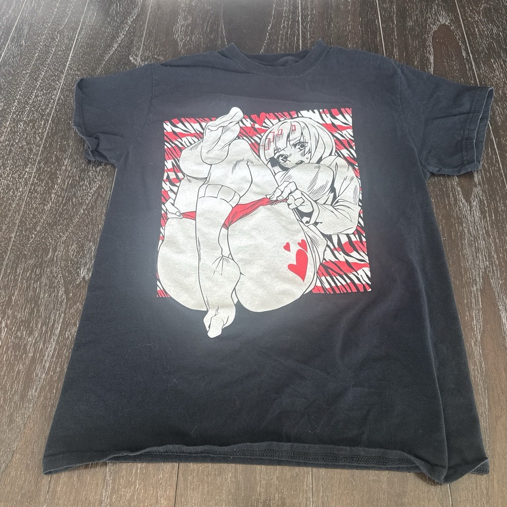 BAD HABITS t-shirt featuring an anime graphic, black, men’s size S inv23