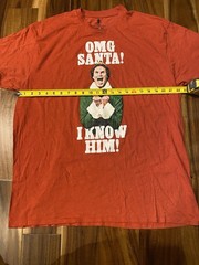 OMG Santa I Know Him Elf Christmas Red Short Sleeve Cotton Blend T-Shirt XXL