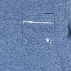 Travis Mathew Mens S Short Sleeve T Shirt Round Neck Chest Pocket Blue Stretch