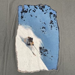 Vtg Tultex Olive Green XL Shirt Live2Play.com Skier Back Graphic Mountain Y2K